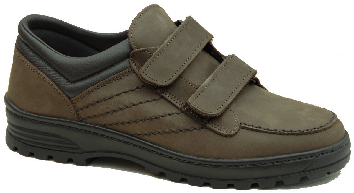 Halbschuh mit Klett aus Nubukleder gefertigt in Italien