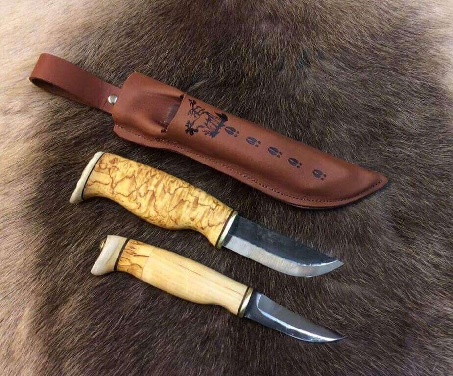 Finnisches Messerset handgefertigt mit Aufbruchmesser und Jagdmesser und Lederscheide von WoodJewel