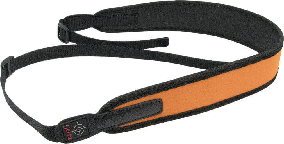 Gewehrriemen aus Neopren in orange, längenverstellbar