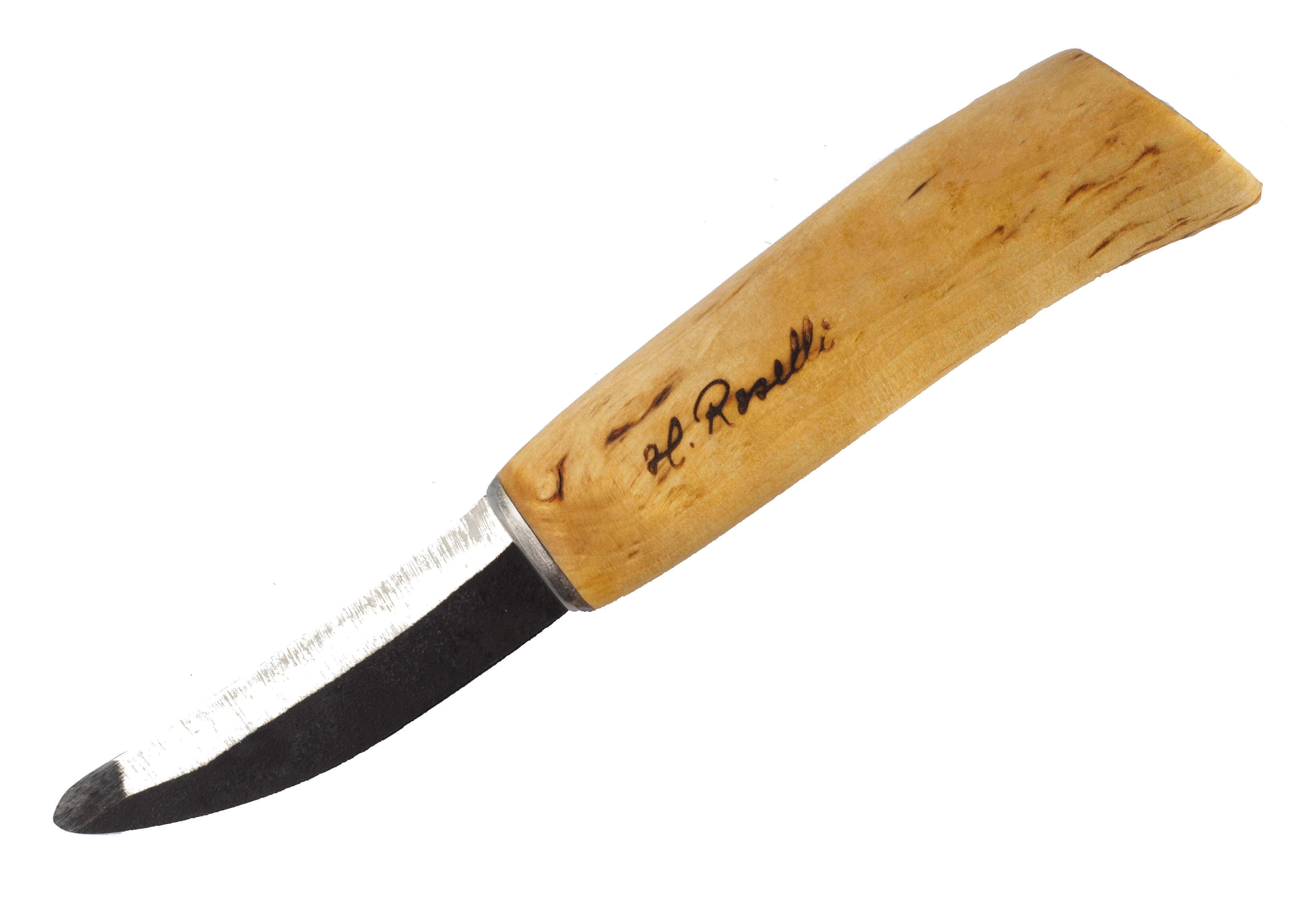 Aufbruchmesser R161 mit stumpfer Spitze und Carbonstahlklinge von Roselli handgefertigt aus Finnland
