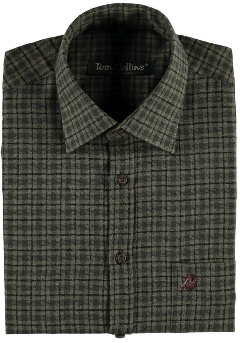 Jagdhemd feinkariert dunkelgrün aus reiner Baumwolle von Orbis Textil