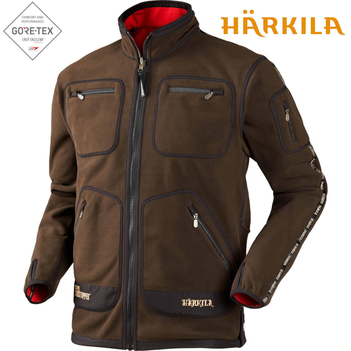 Fleecejacke Kamko braun/rot wendbar mit Gore Windstopper von Härkila